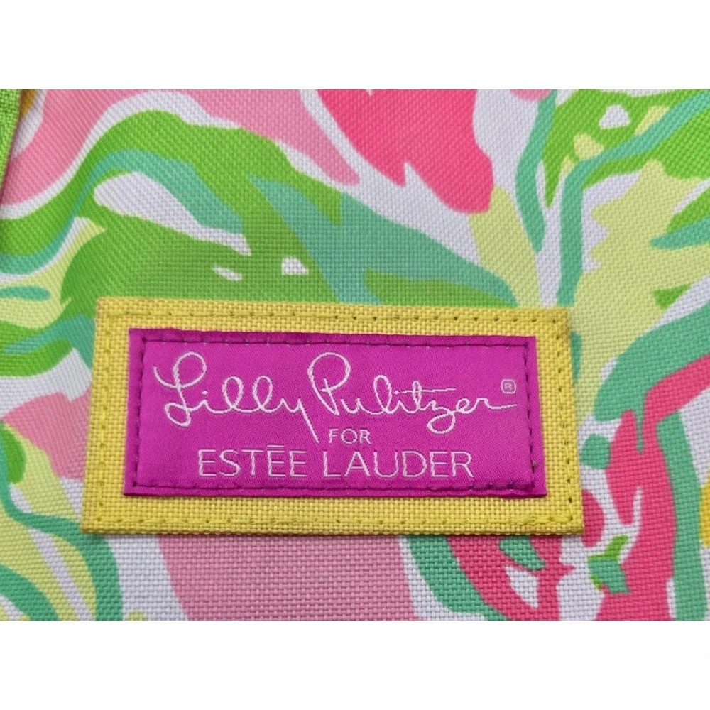 Lilly Pulitzer Estee Lauder Tropical Fruit Canvas Tote Bag Pink Yellow Green